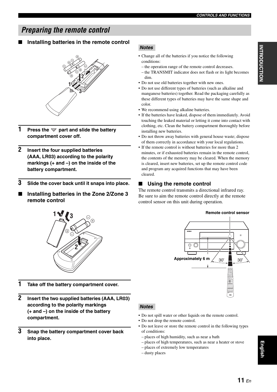Preparing the remote control | Yamaha RX-V2700 User Manual | Page 13 / 164