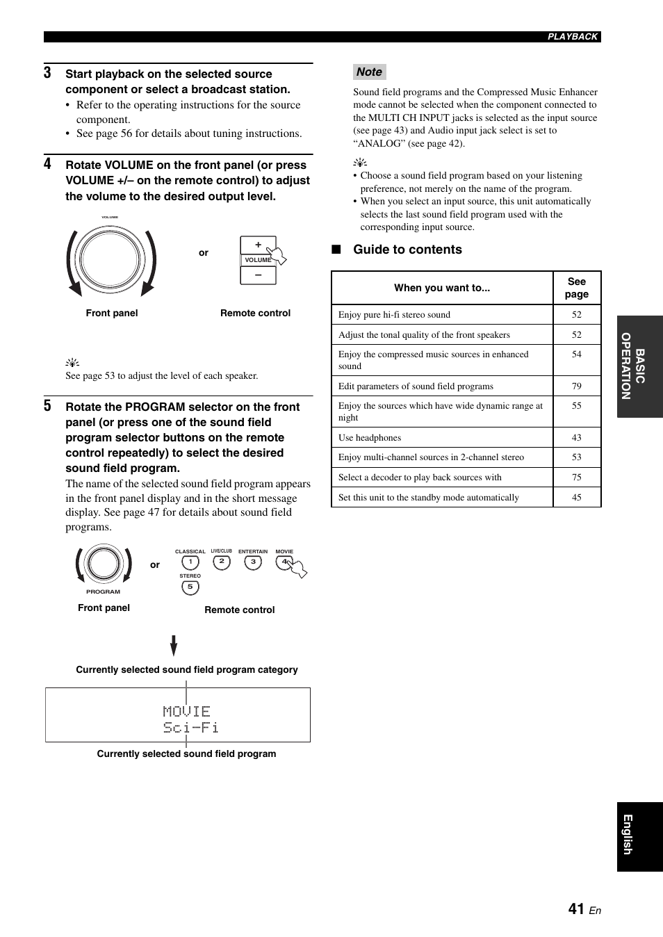 Sci-fi movie, Guide to contents | Yamaha RX-V2700 User Manual | Page 43 / 164