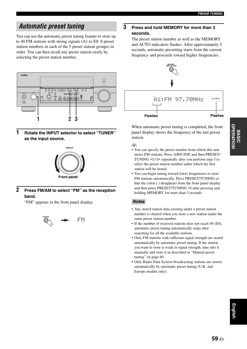 Automatic preset tuning | Yamaha RX-V2700 User Manual | Page 61 / 164