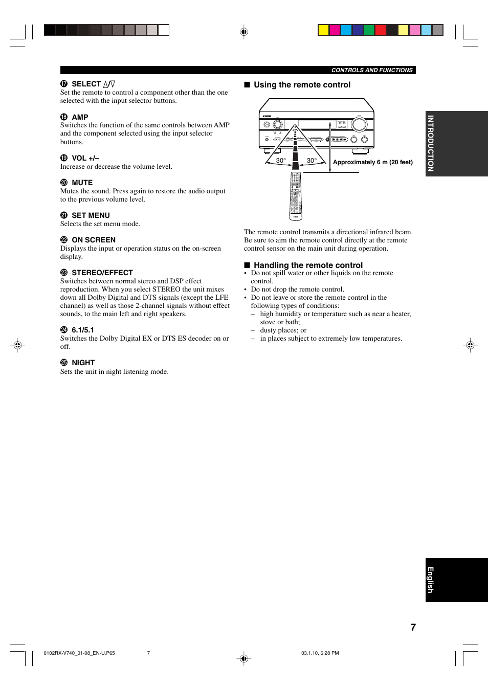 Yamaha RX-V740 U User Manual | Page 11 / 71