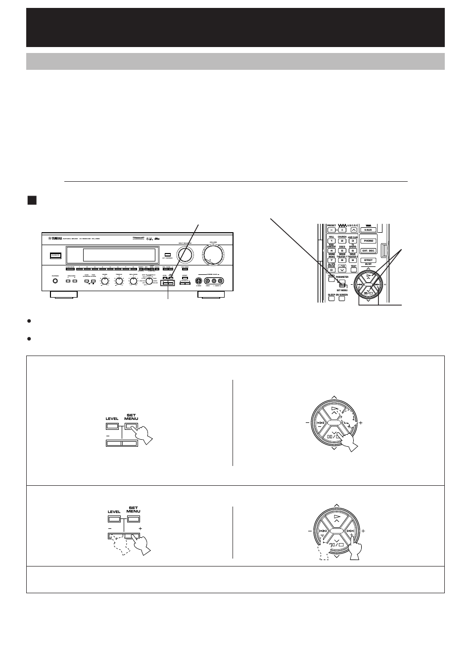 Advanced features, Set menu” mode, Changes and adjustments | Aon off b, Preset, Sleep auto, Normal widephantom 40 60, Db ms, Vcr 2 video aux, Vcr 1 tv/dbs phono tuner cd dvd/ld source tape/md | Yamaha RX-V995 User Manual | Page 60 / 88