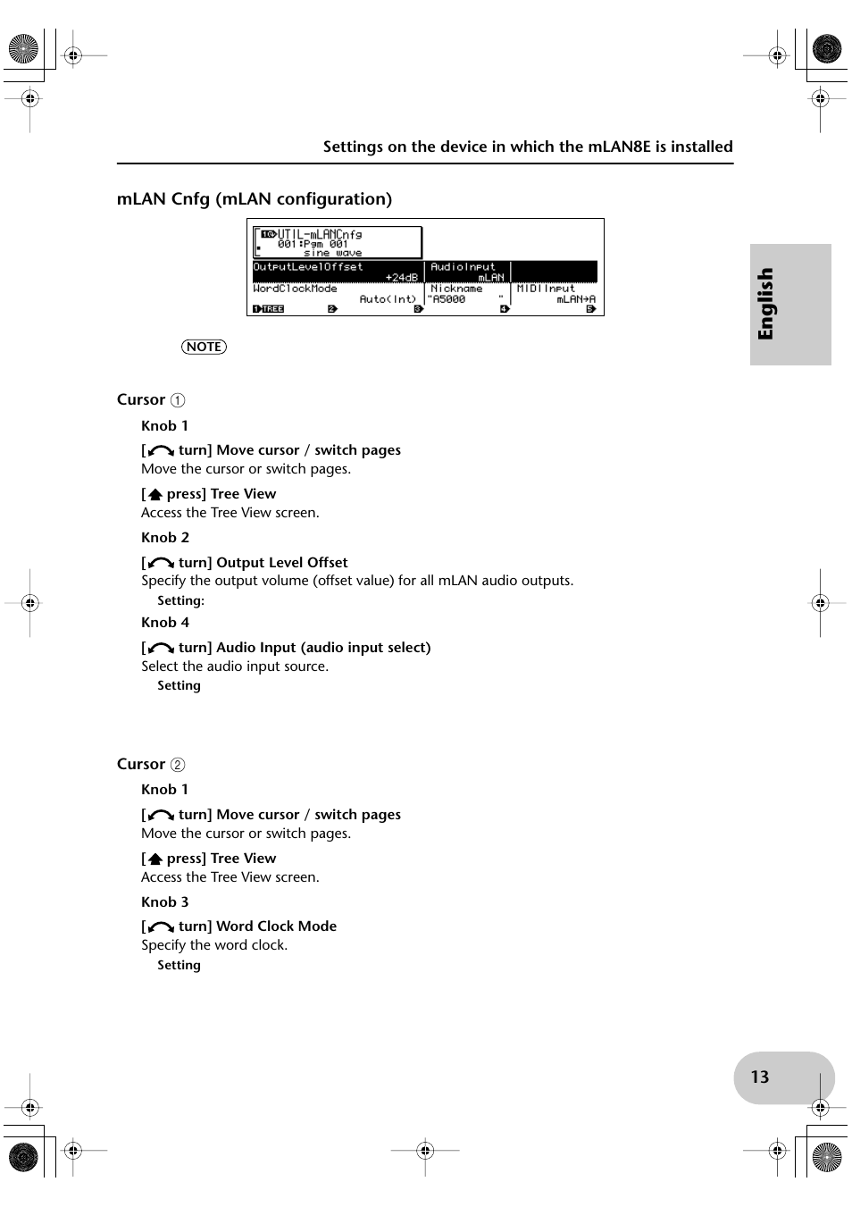 Mlan cnfg (mlan configuration), English | Yamaha mLAN8E User Manual | Page 13 / 63