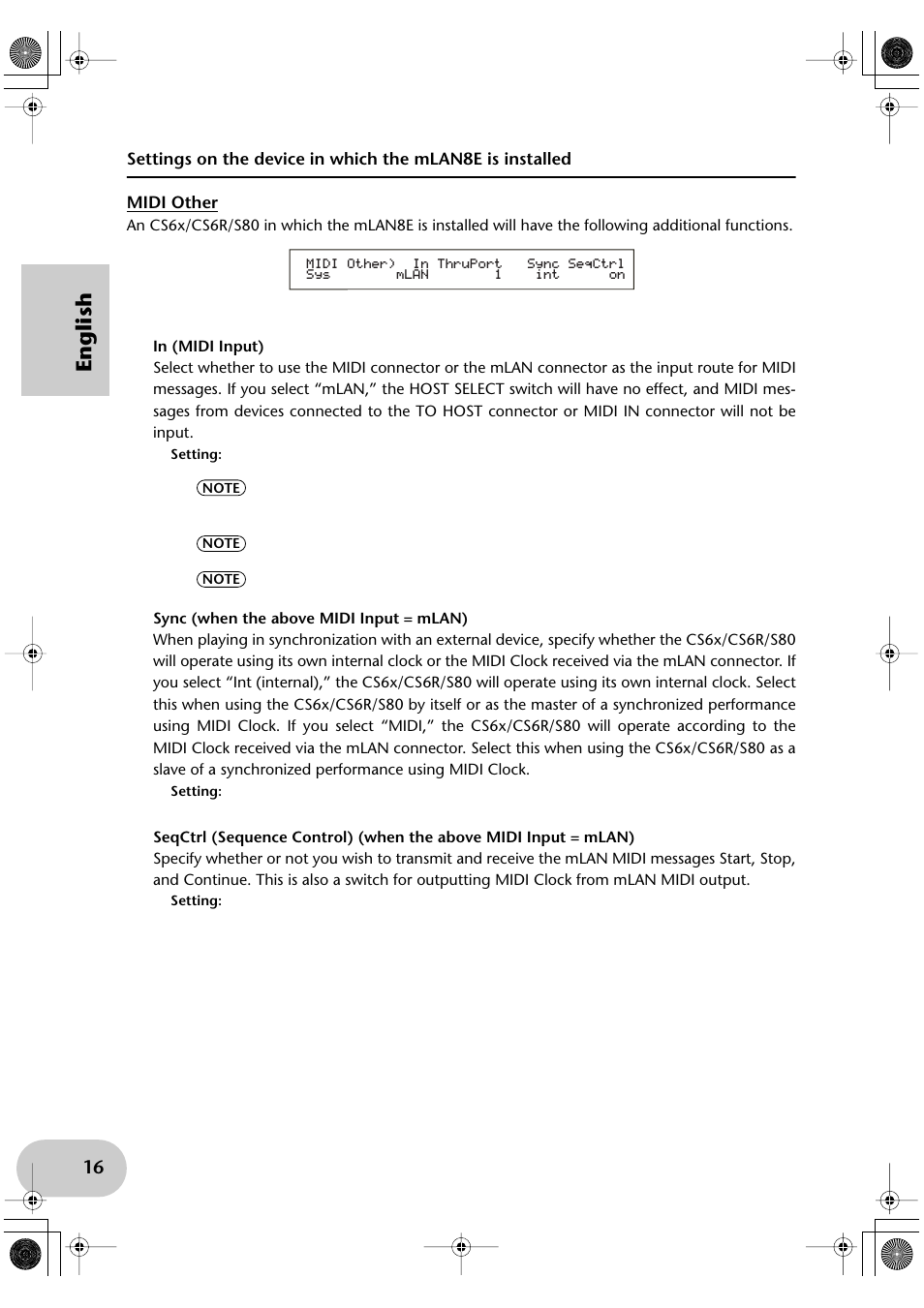 English | Yamaha mLAN8E User Manual | Page 16 / 63