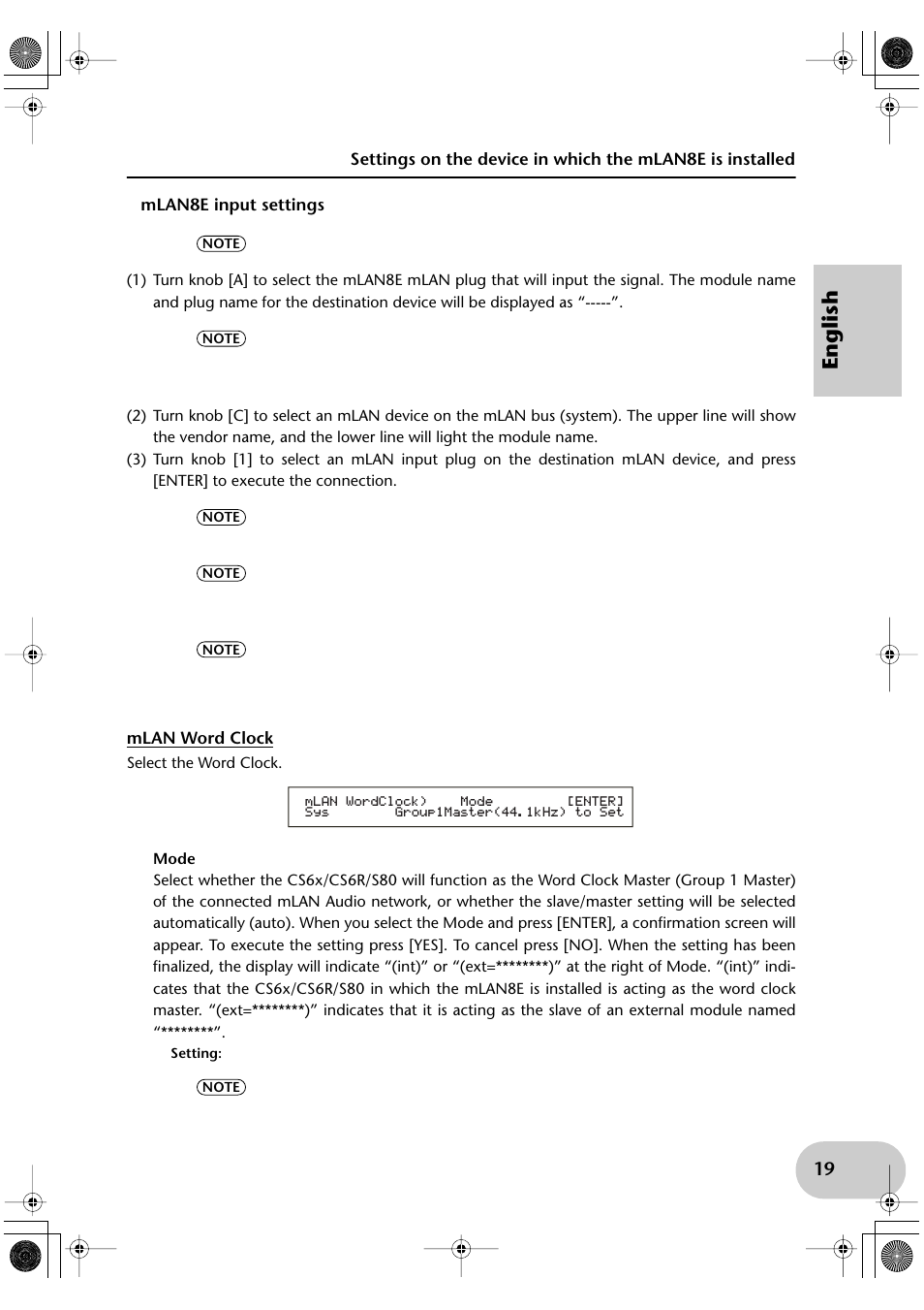 English | Yamaha mLAN8E User Manual | Page 19 / 63