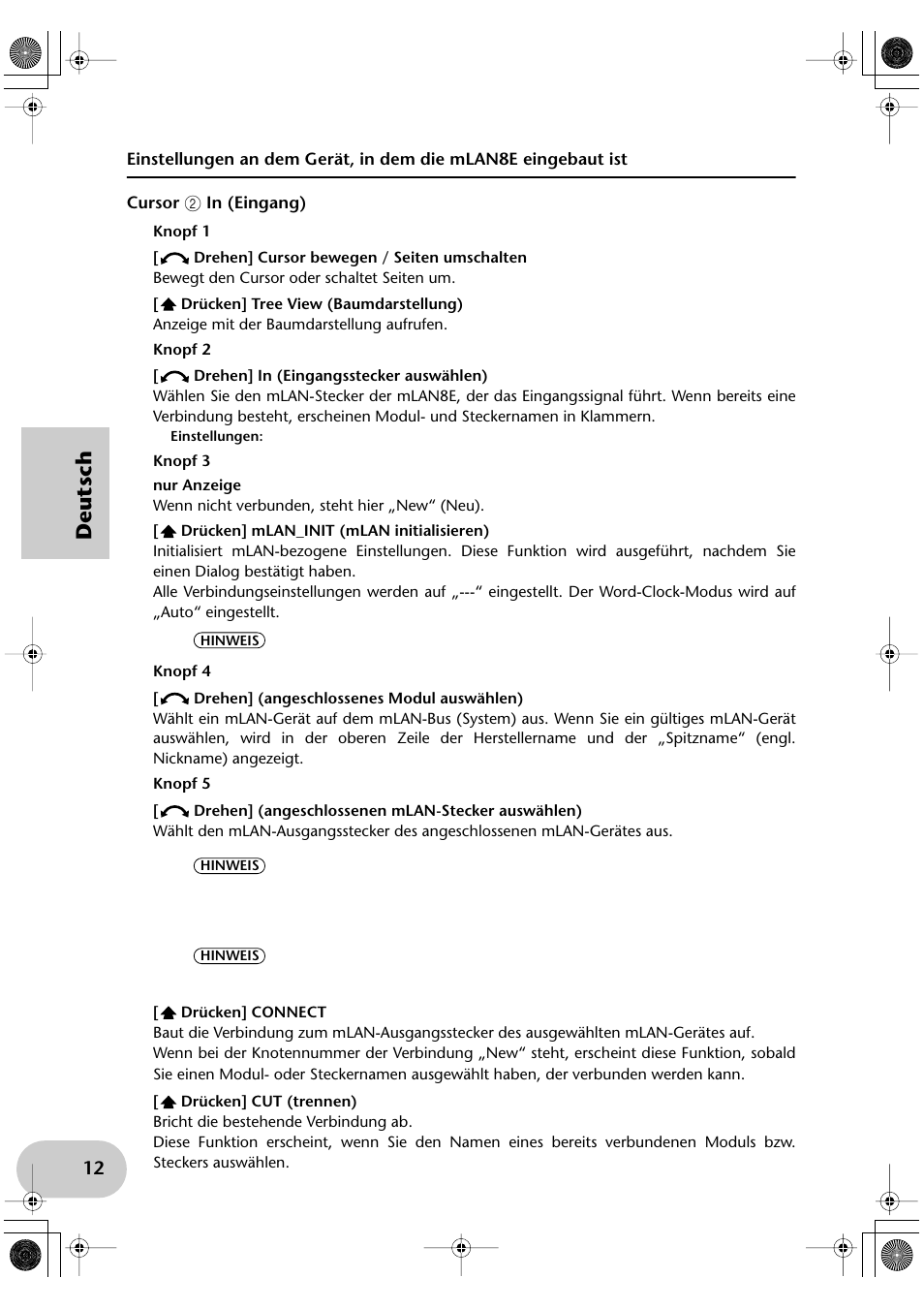 Deutsch | Yamaha mLAN8E User Manual | Page 32 / 63