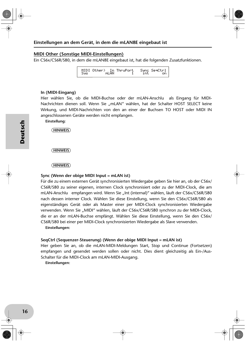 Deutsch | Yamaha mLAN8E User Manual | Page 36 / 63