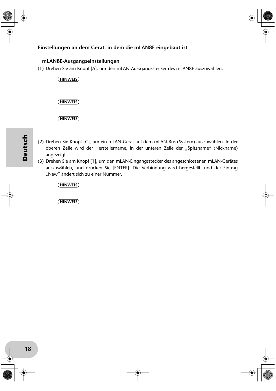 F nom du module du dispositif connecté, Deutsch | Yamaha mLAN8E User Manual | Page 38 / 63