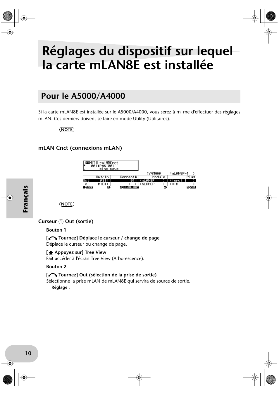 Pour le a5000/a4000, Français | Yamaha mLAN8E User Manual | Page 50 / 63