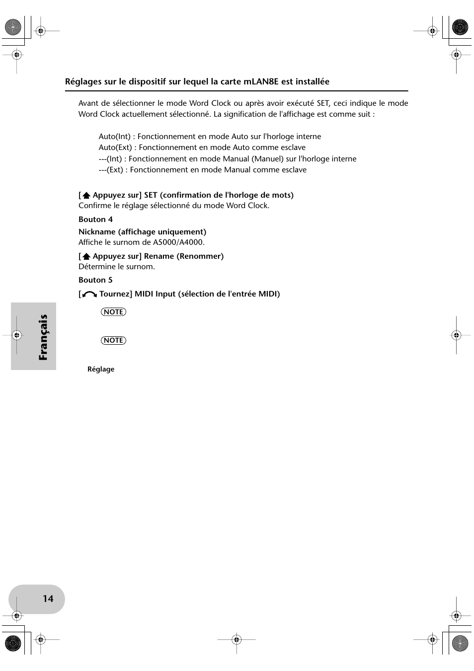 Français | Yamaha mLAN8E User Manual | Page 54 / 63