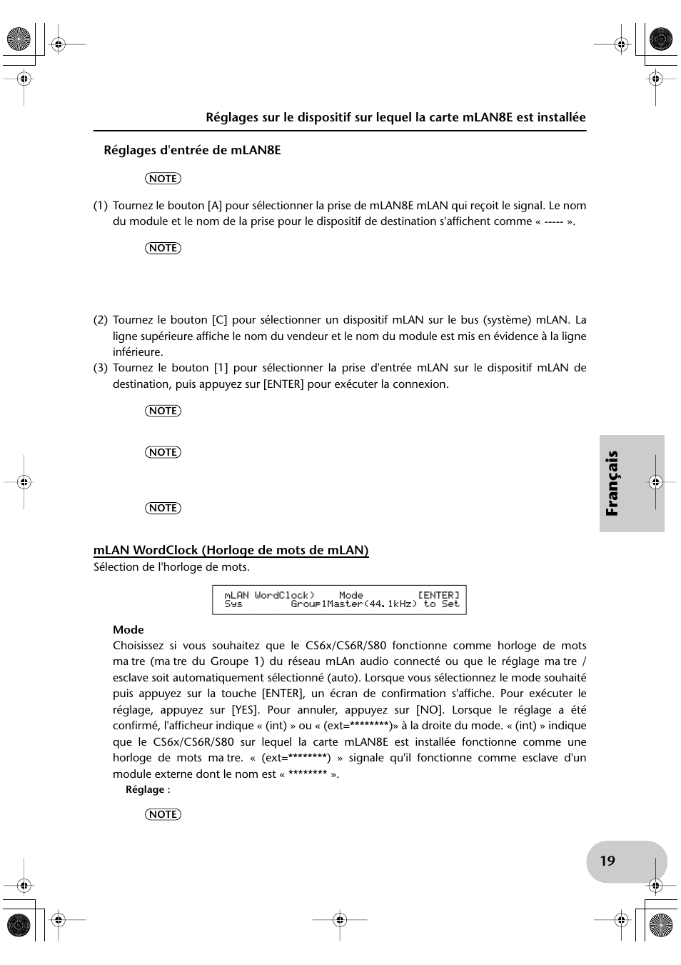 Français | Yamaha mLAN8E User Manual | Page 59 / 63