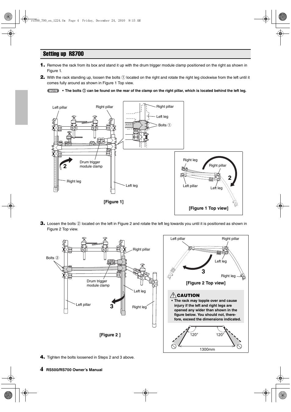 Setting up rs700 | Yamaha DTX RS700 User Manual | Page 6 / 10