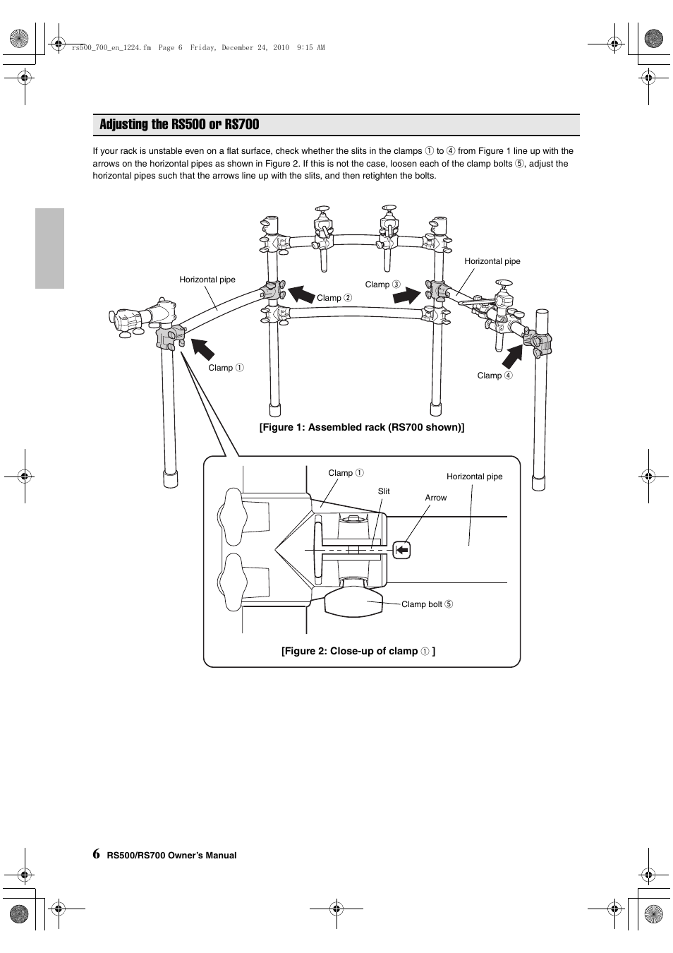 Adjusting the rs500 or rs700 | Yamaha DTX RS700 User Manual | Page 8 / 10