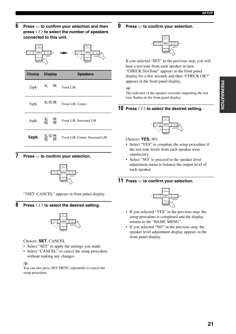 Prep ara tion, 2spk, 3spk | 4spk, 5spk | Yamaha HTR-5930 User Manual | Page 25 / 74