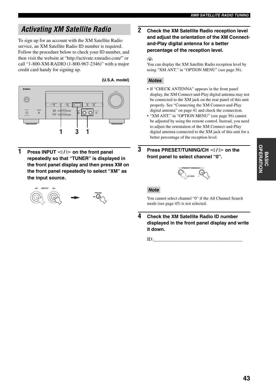 Activating xm satellite radio | Yamaha HTR-5930 User Manual | Page 47 / 74