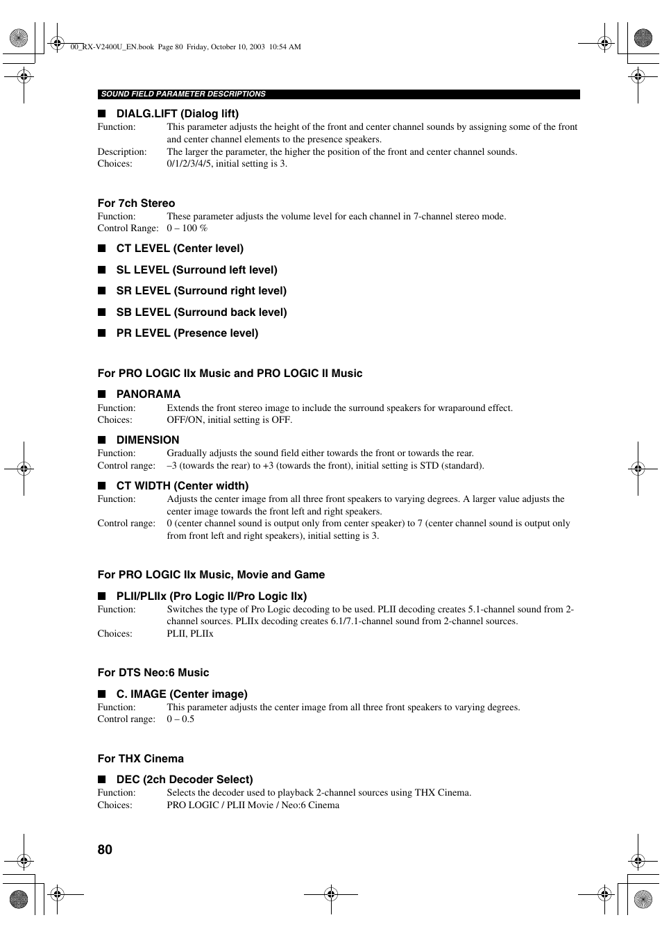 Yamaha RX-V2400 User Manual | Page 84 / 94