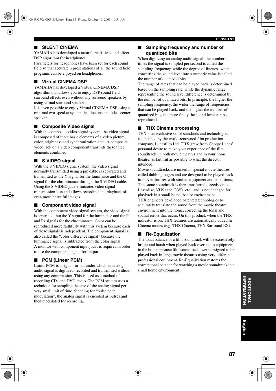 Yamaha RX-V2400 User Manual | Page 91 / 94