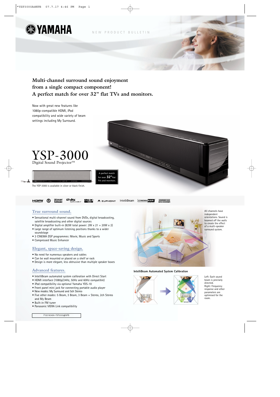 Yamaha Digital Sound Projector YSP-3000 User Manual | 2 pages