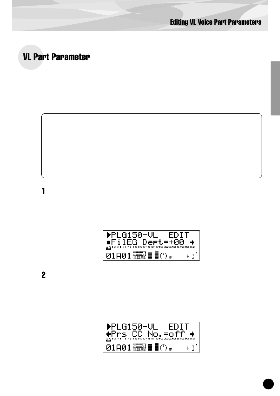 Vl part parameter, Editing vl voice part parameters | Yamaha PLG150-VL User Manual | Page 21 / 56