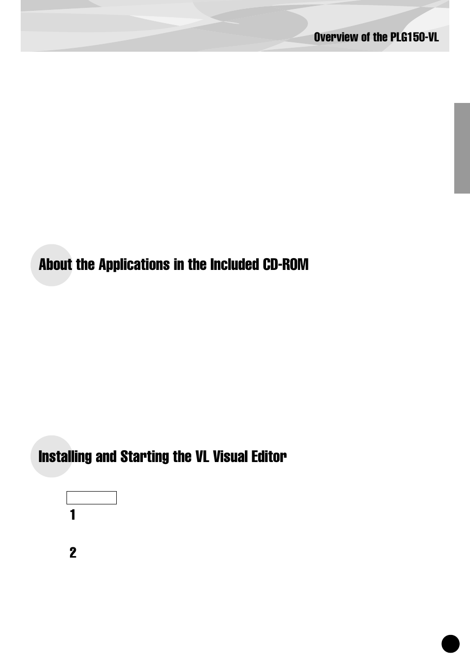 About the applications in the included cd-rom, Installing and starting the vl visual editor, Overview of the plg150-vl | Yamaha PLG150-VL User Manual | Page 7 / 56