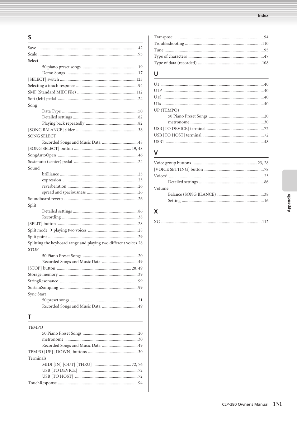 Yamaha CLAVINOVA C L P - 3 8 0 User Manual | Page 131 / 136