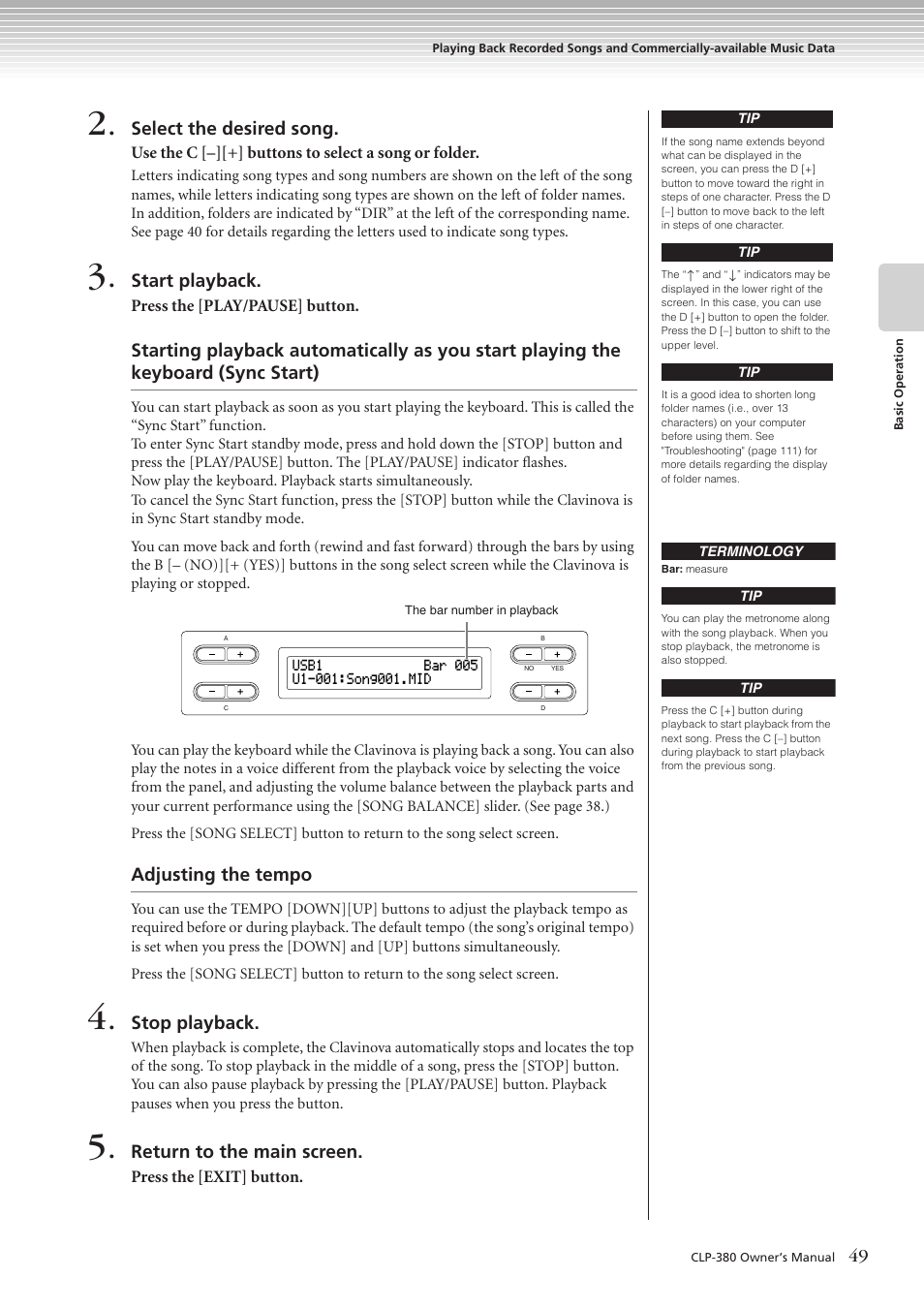 Yamaha CLAVINOVA C L P - 3 8 0 User Manual | Page 49 / 136