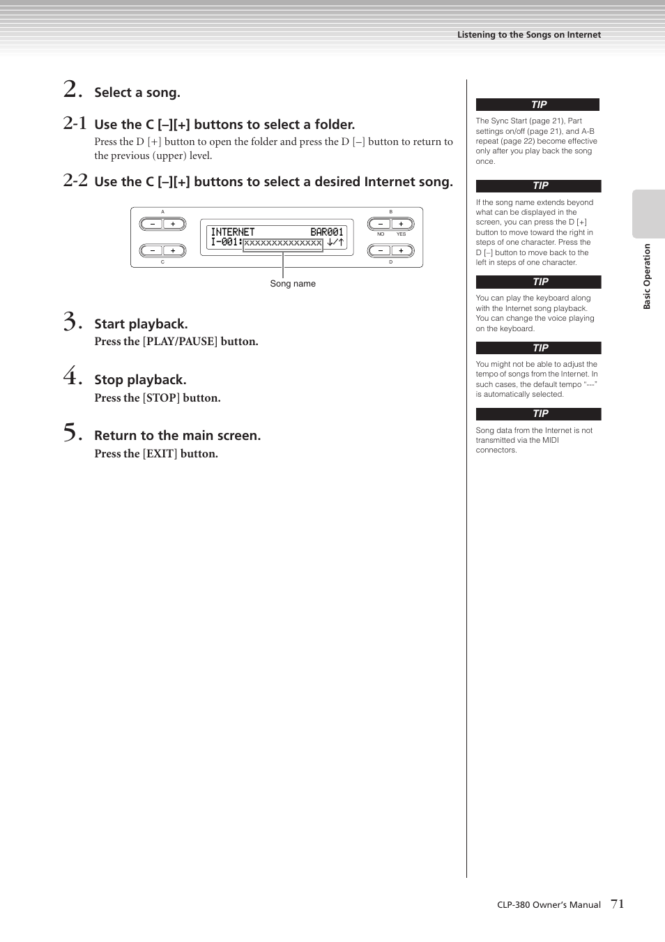 Yamaha CLAVINOVA C L P - 3 8 0 User Manual | Page 71 / 136