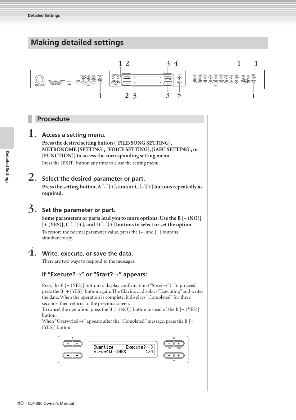 Making detailed settings | Yamaha CLAVINOVA C L P - 3 8 0 User Manual | Page 80 / 136