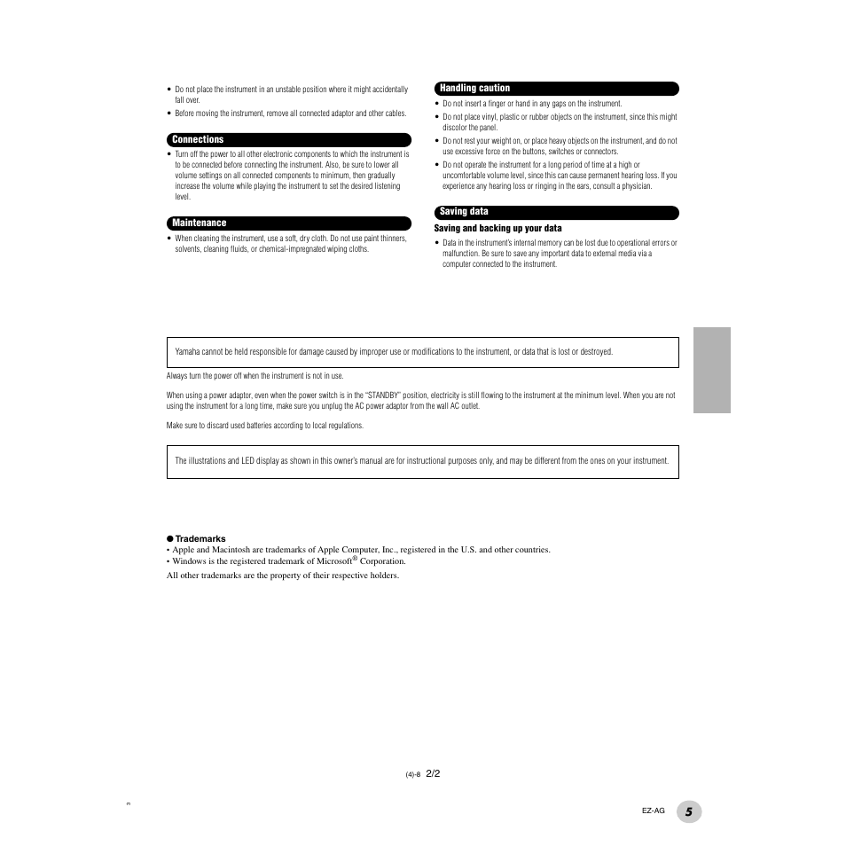 Yamaha 2 EZ-AG User Manual | Page 5 / 36