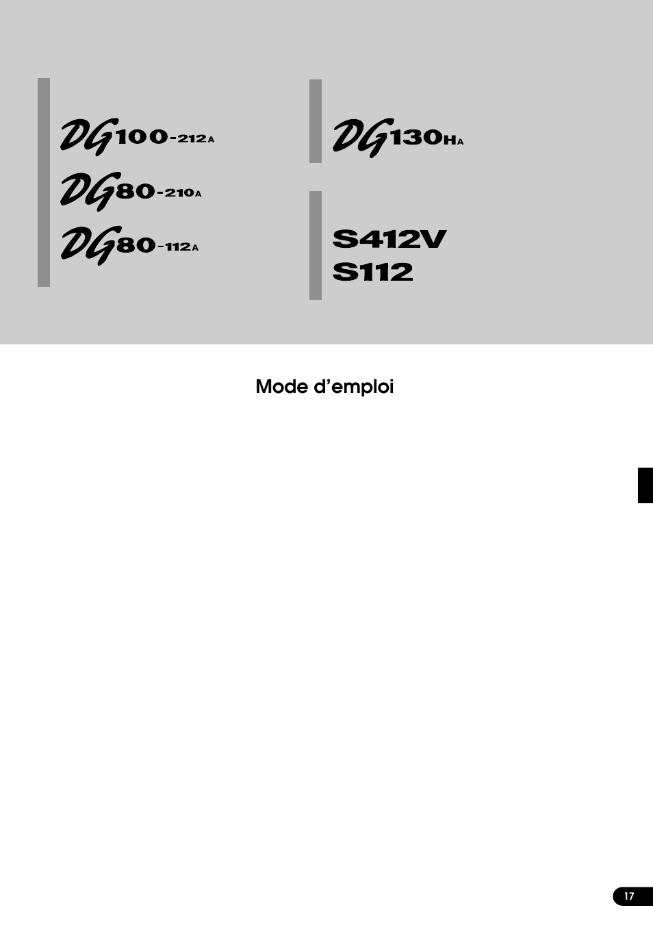 Mode d'emploi, Mode d’emploi | Yamaha DG130HA User Manual | Page 17 / 84