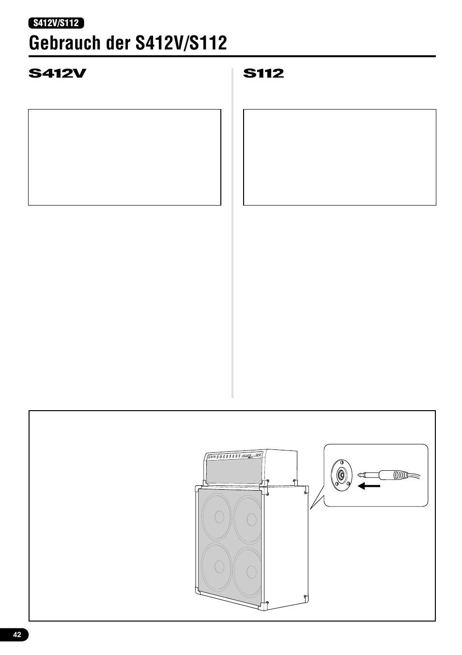 Gebrauch der s412v/s112, Anschluß, Technische daten | Yamaha DG130HA User Manual | Page 42 / 84