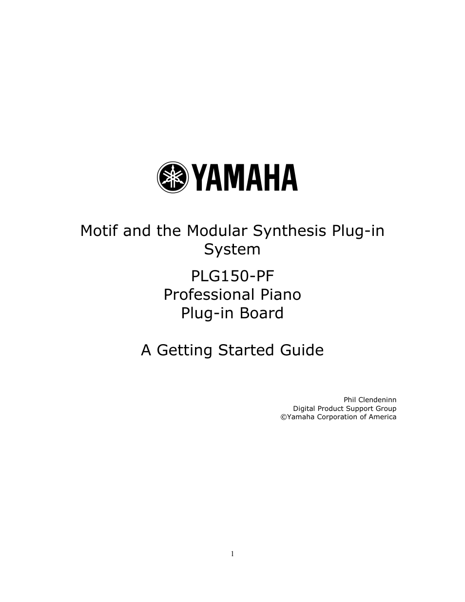 Yamaha Motif and the Modular Synthesis Plug-in System Professional Piano Plug-in Board PLG150-PF User Manual | 8 pages