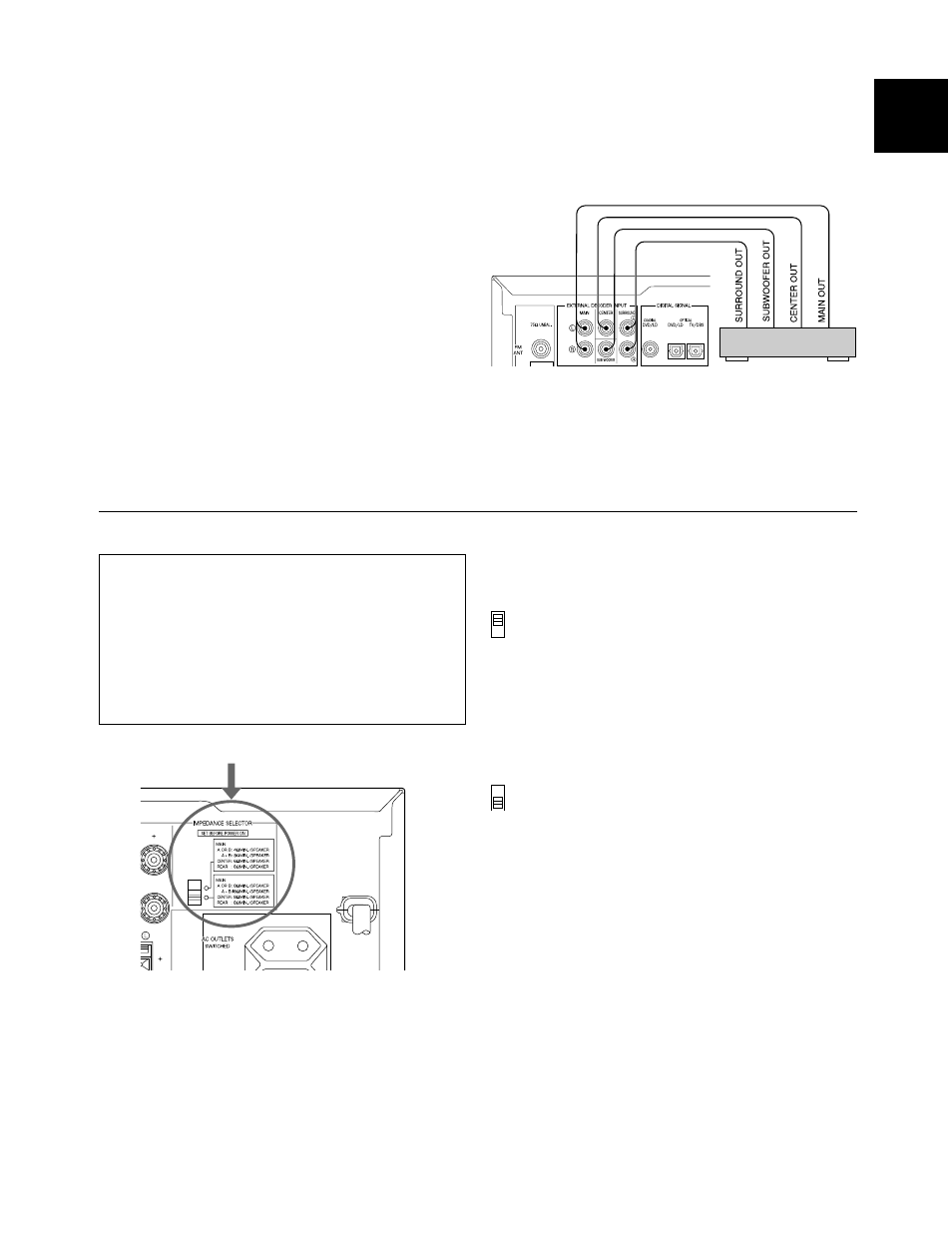 15 english connecting to an external decoder, Impedance selector switch | Yamaha RX-V595aRDS User Manual | Page 15 / 60