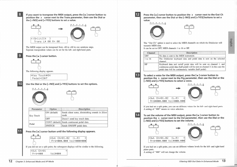 Parameter option description, Channel description, Silent | Yamaha Disklavier PRO Series User Manual | Page 10 / 14