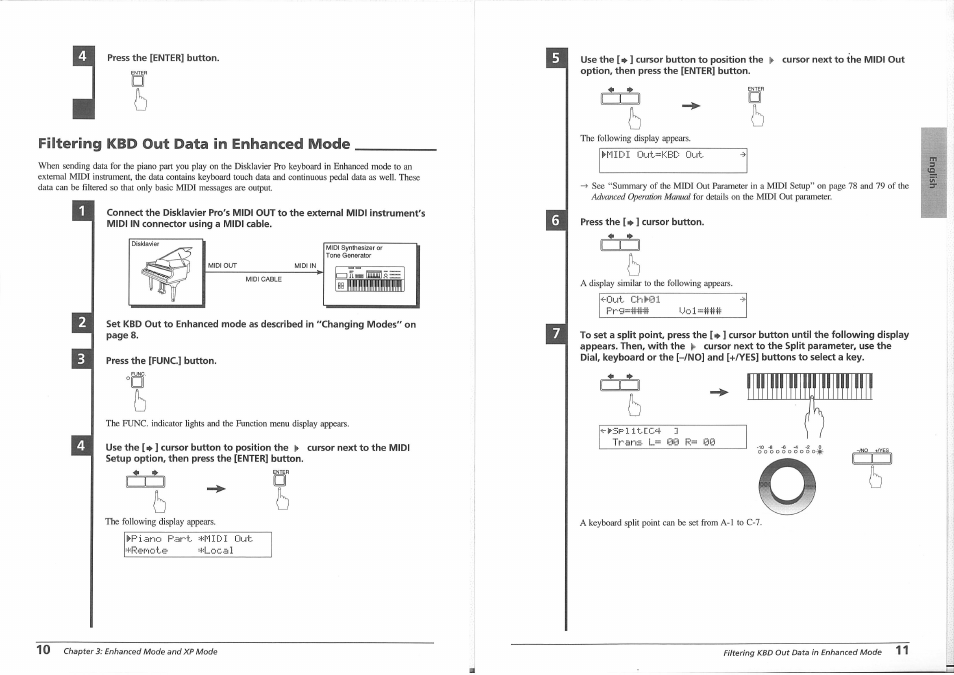 Press the [enter] button, Press the [func.] button, Cursor next to the midi out | Press the [^ ] cursor button, Filtering kbd out data in enhanced mode, Advanced operation manual | Yamaha Disklavier PRO Series User Manual | Page 9 / 14