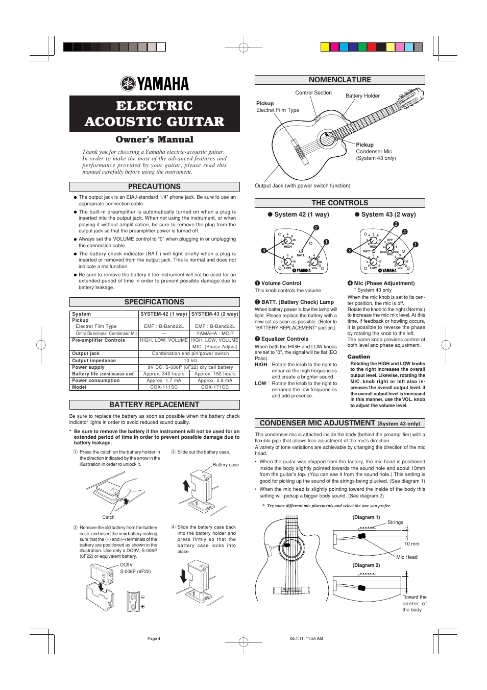 Yamaha CGX-111SC User Manual | 1 page