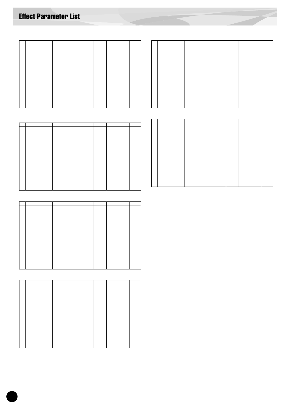 Effect parameter list | Yamaha PLG100-XG User Manual | Page 22 / 42