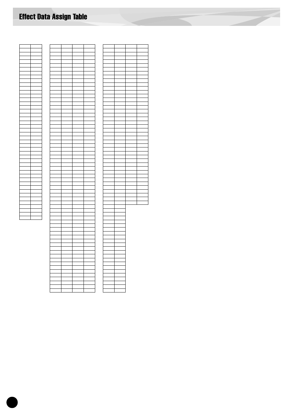 Effect data assign table | Yamaha PLG100-XG User Manual | Page 24 / 42