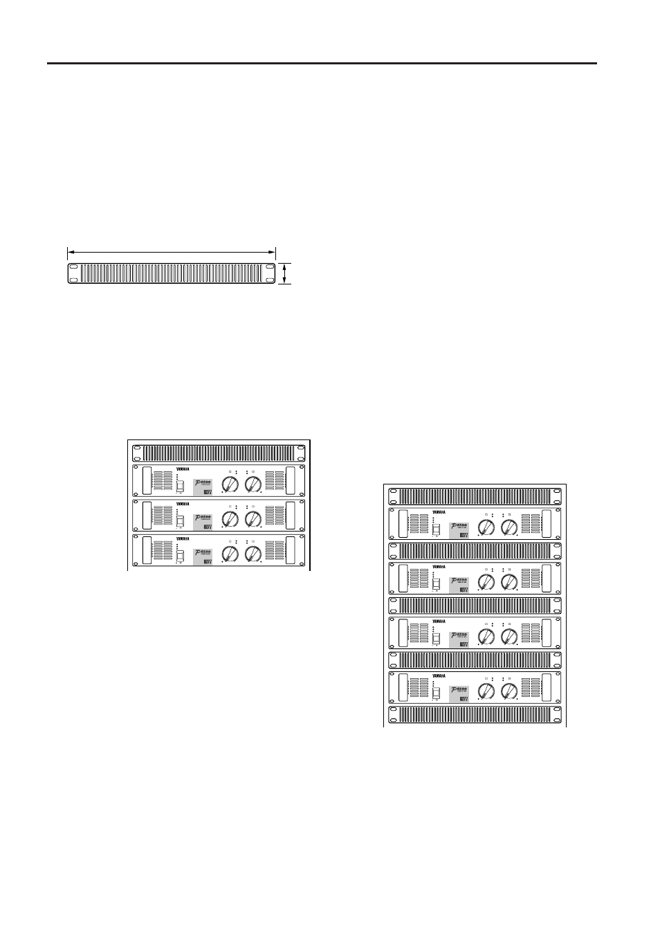 Rack mounting, Mounting in an eia standard rack, Mounting four or fewer amps in an open-backed rack | Ventilation panel, On off | Yamaha P3200 User Manual | Page 8 / 12