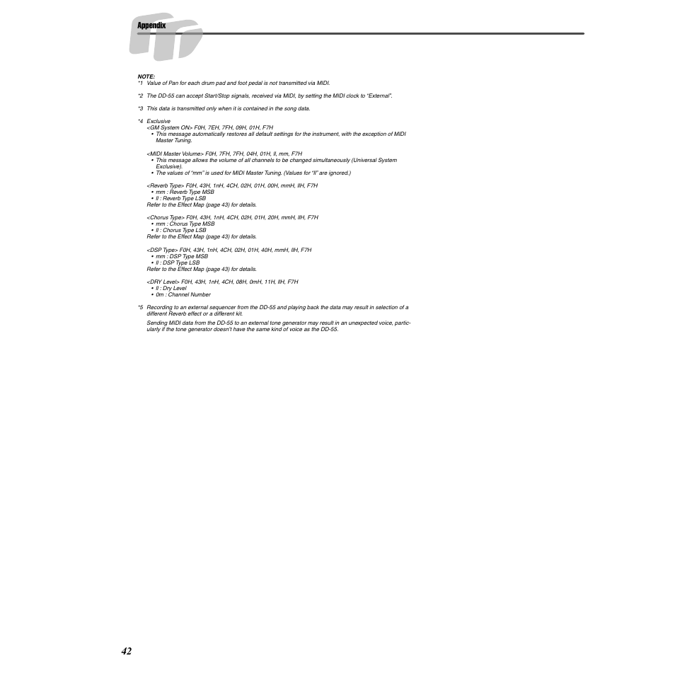 Appendix | Yamaha DD55C User Manual | Page 42 / 47