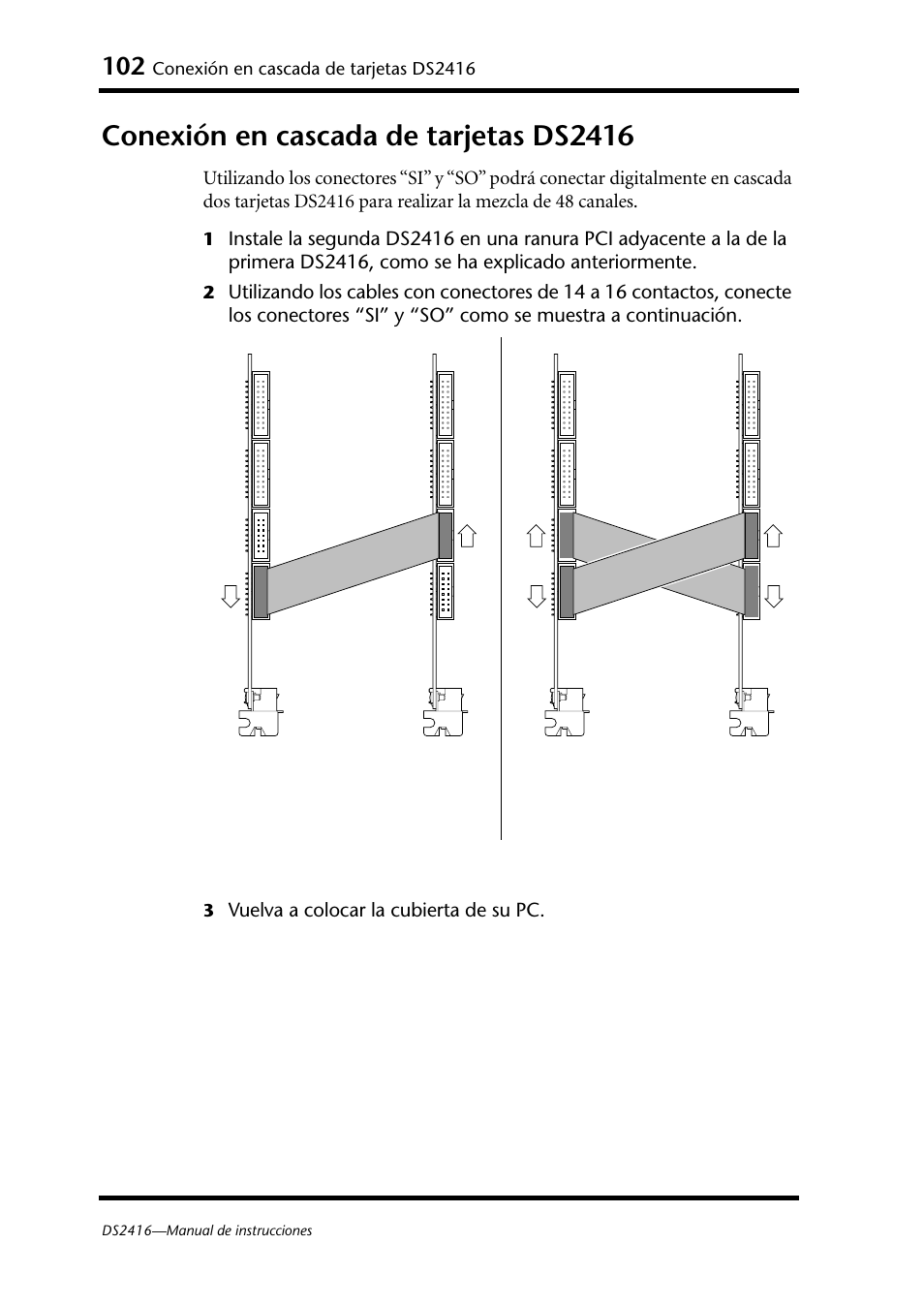 Conexión en cascada de tarjetas ds2416 | Yamaha DS2416 User Manual | Page 101 / 161