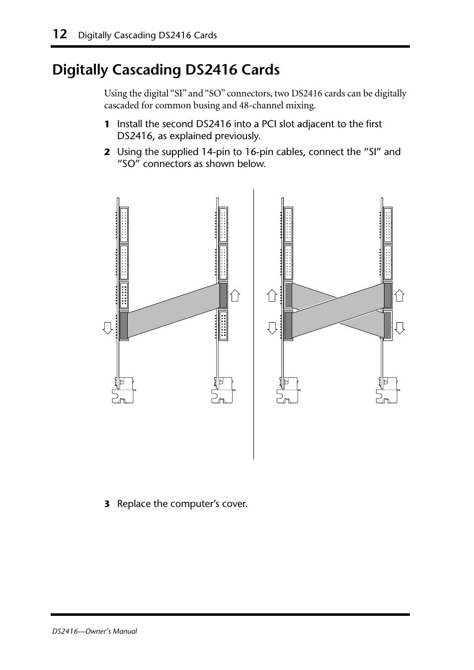 Digitally cascading ds2416 cards | Yamaha DS2416 User Manual | Page 14 / 161