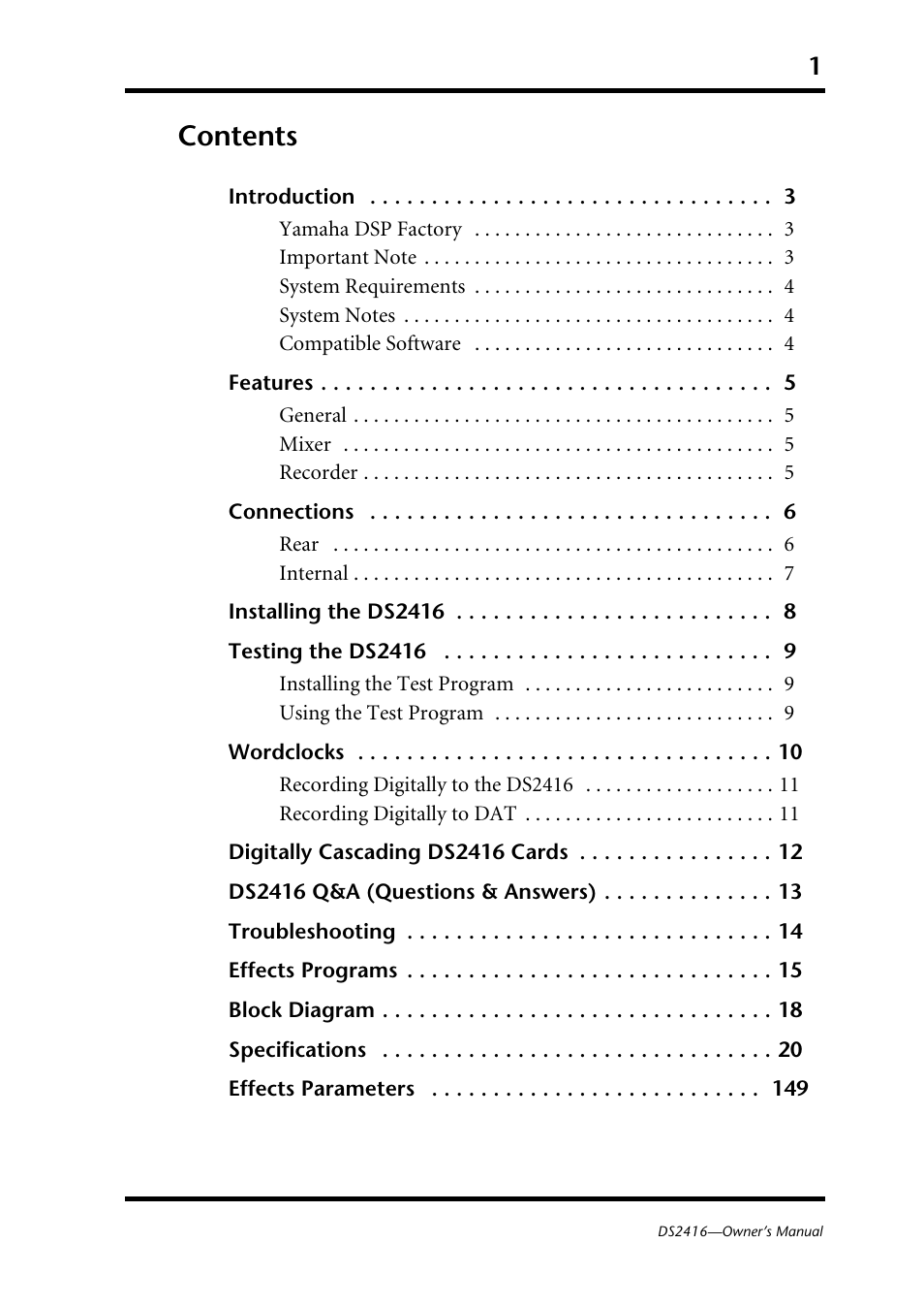Yamaha DS2416 User Manual | Page 3 / 161