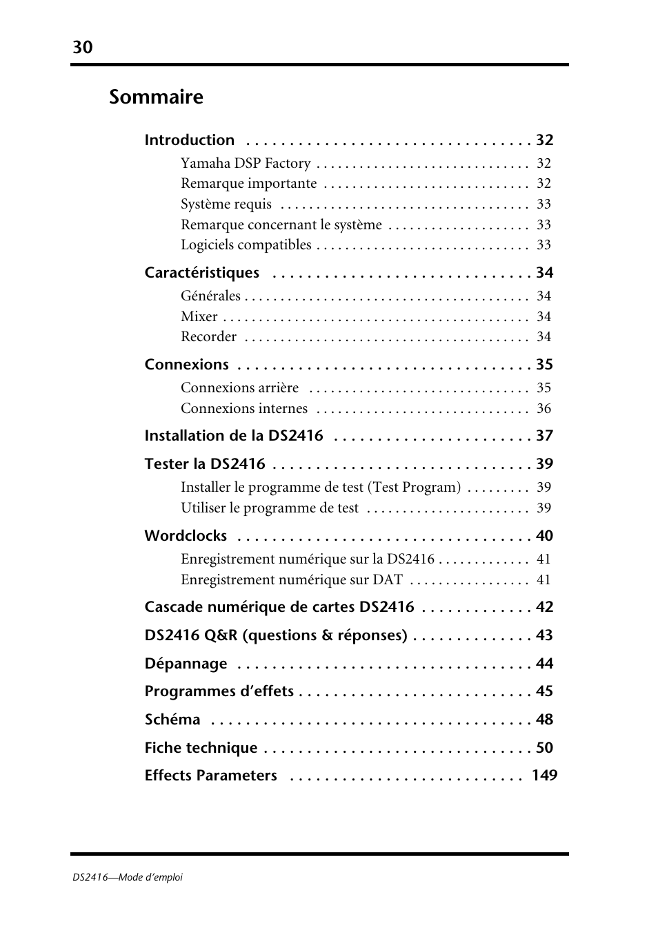 Sommaire | Yamaha DS2416 User Manual | Page 31 / 161