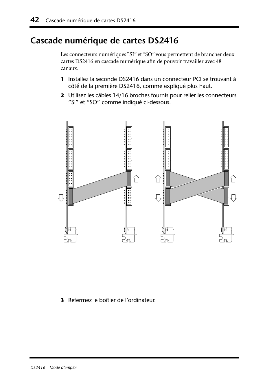 Cascade numérique de cartes ds2416 | Yamaha DS2416 User Manual | Page 43 / 161