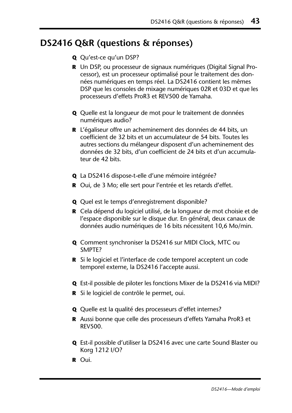 Ds2416 q&r (questions & réponses) | Yamaha DS2416 User Manual | Page 44 / 161