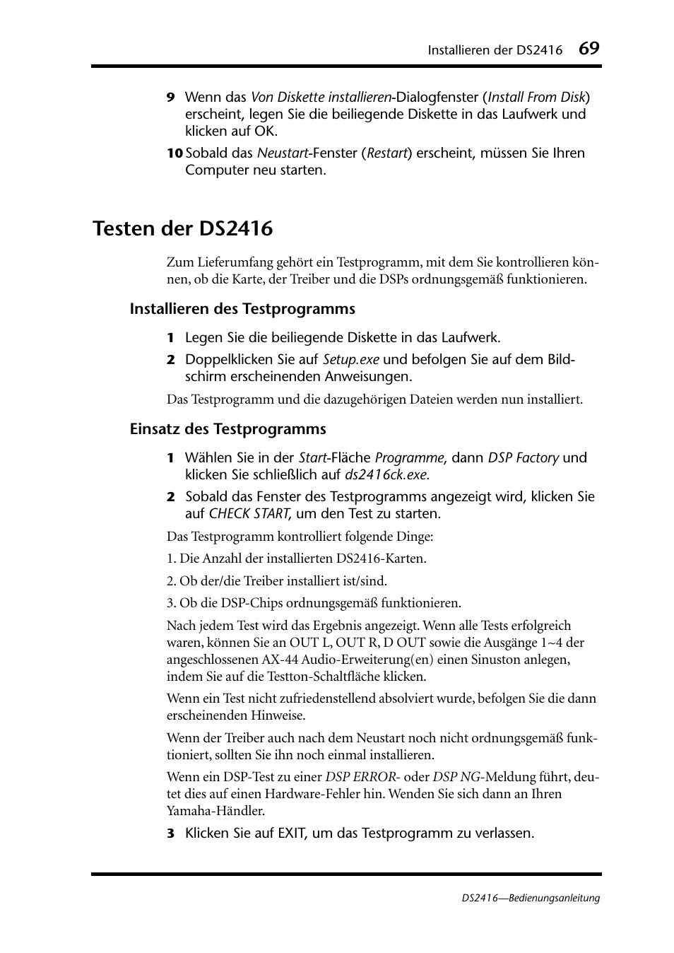Testen der ds2416 | Yamaha DS2416 User Manual | Page 69 / 161