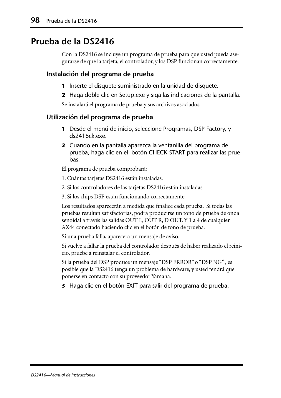 Prueba de la ds2416 | Yamaha DS2416 User Manual | Page 97 / 161