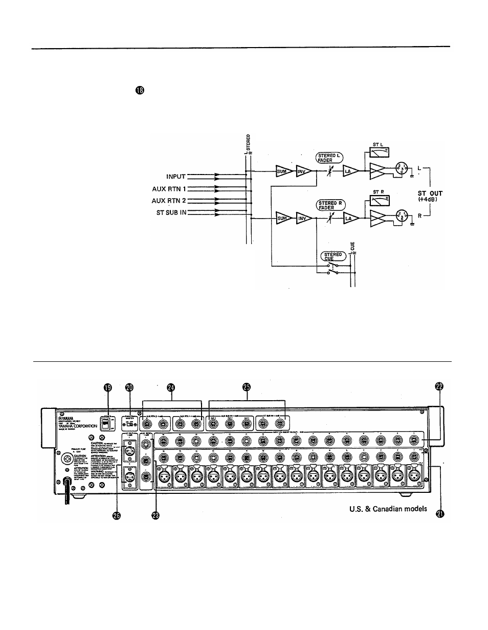 Rear panel connectors and controls | Yamaha MC802 User Manual | Page 11 / 18