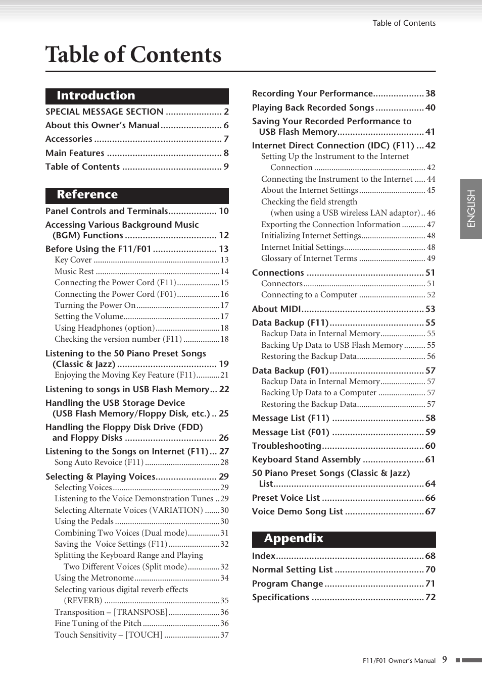 Yamaha F10 User Manual | Page 9 / 78