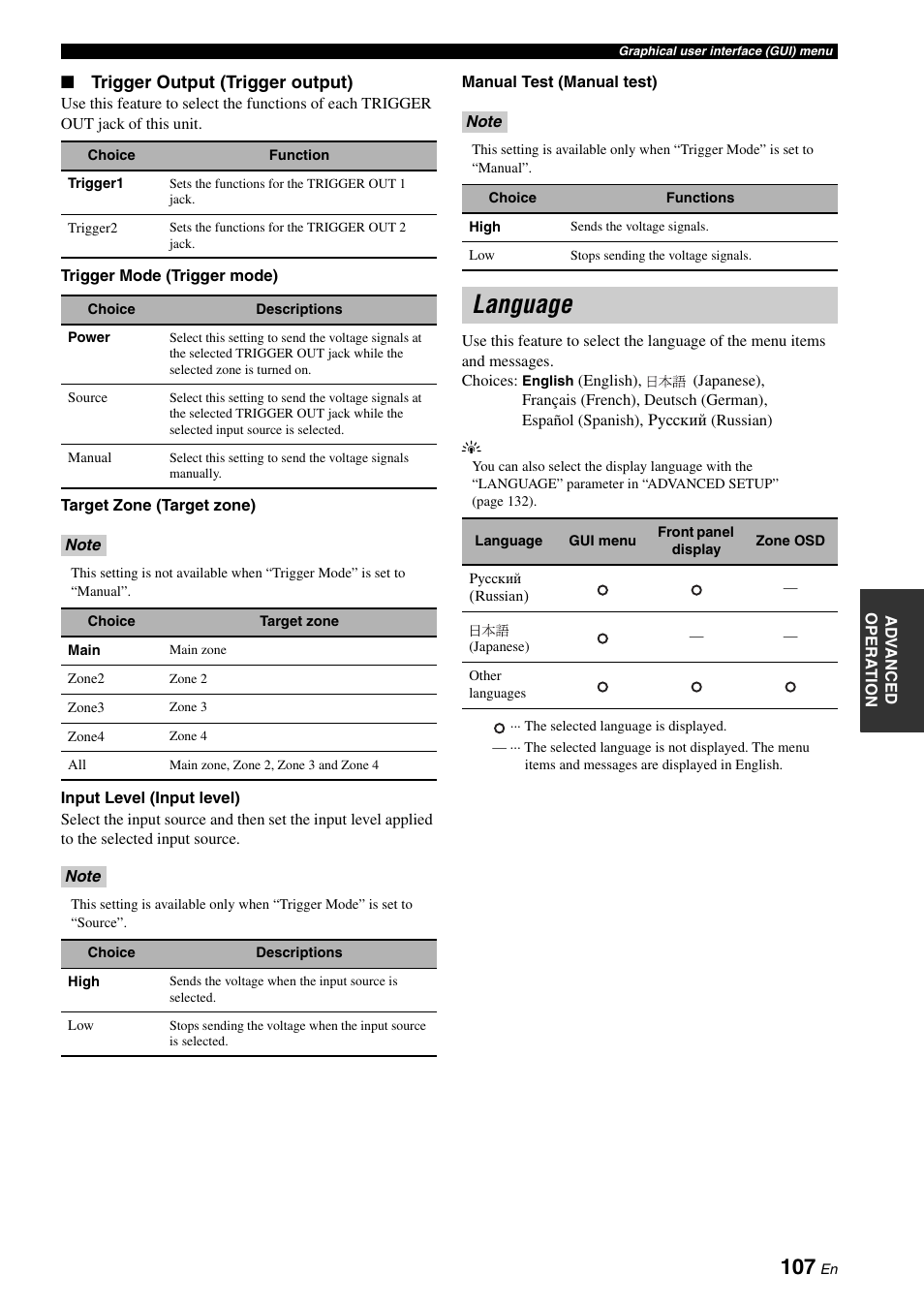 Language | Yamaha RX-Z7 User Manual | Page 107 / 178